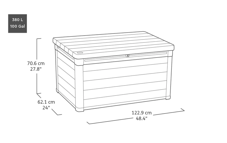 Keter Signature 100 Gallon Resin Deck Box, Rosewood Brown