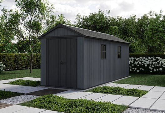 Keter Newton Plus 7.5x17 Graphite Resin Storage Shed