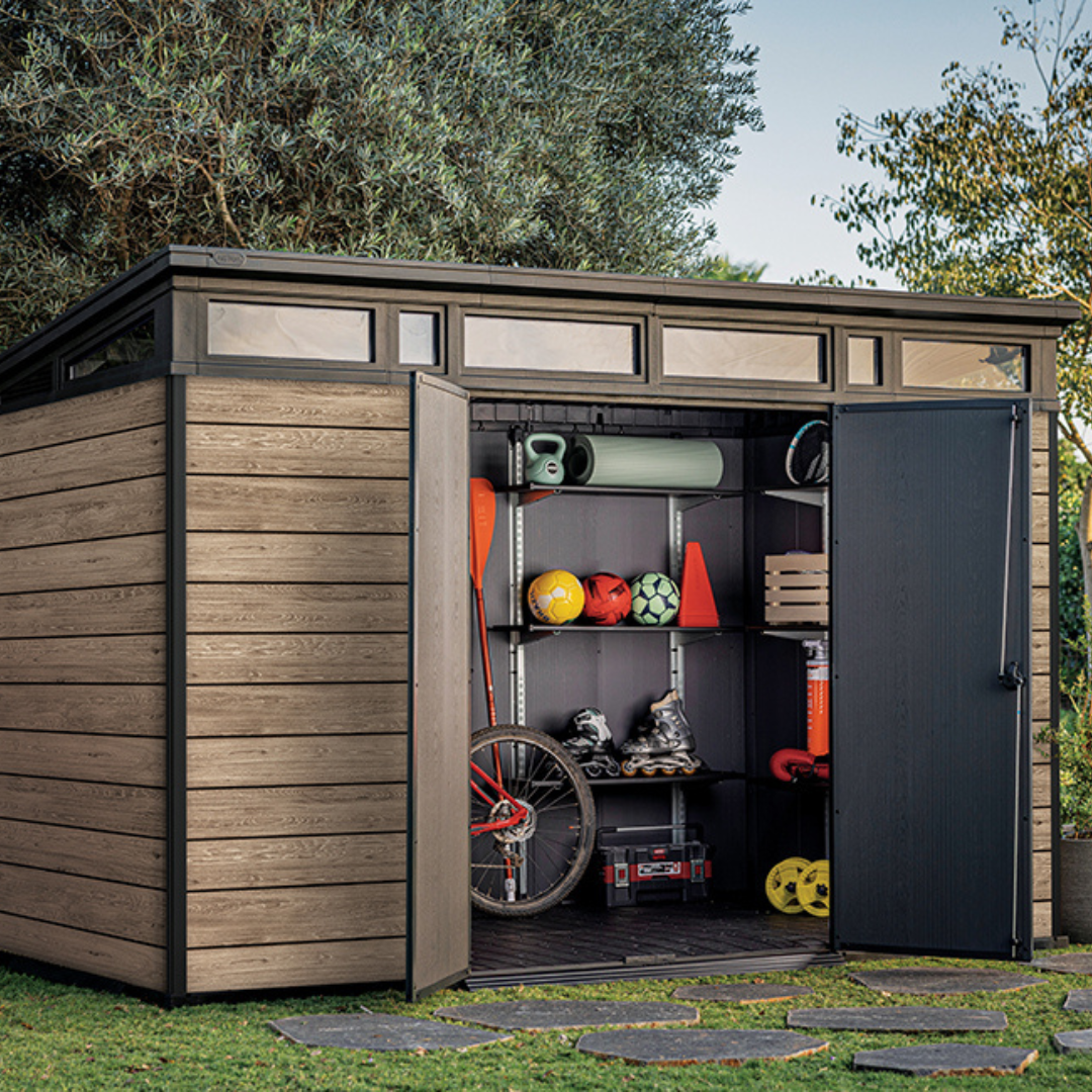 Keter Signature Collection 11x7 ft. Ashwood Resin Outdoor Storage Shed