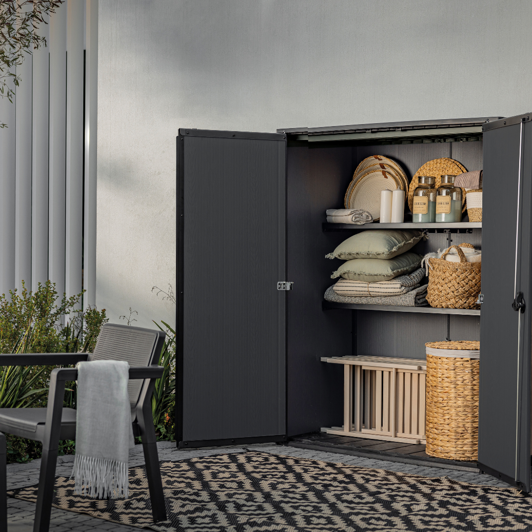 Keter Signature Collection Vertical Storage Shed, Ashwood