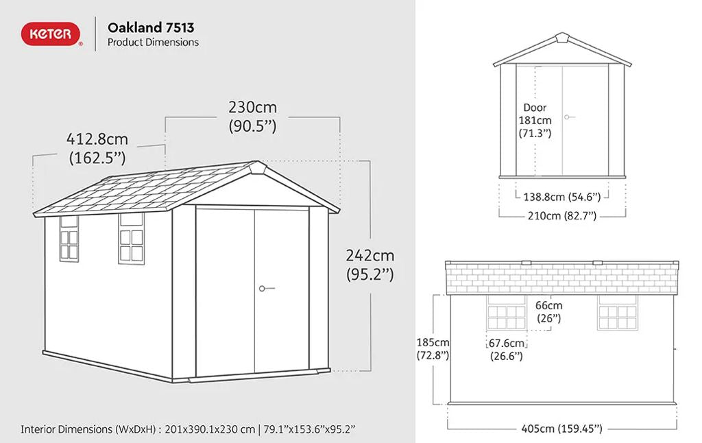 Keter Oakland 7.5 x 13 ft Duotech Steel Reinforced Storage Shed