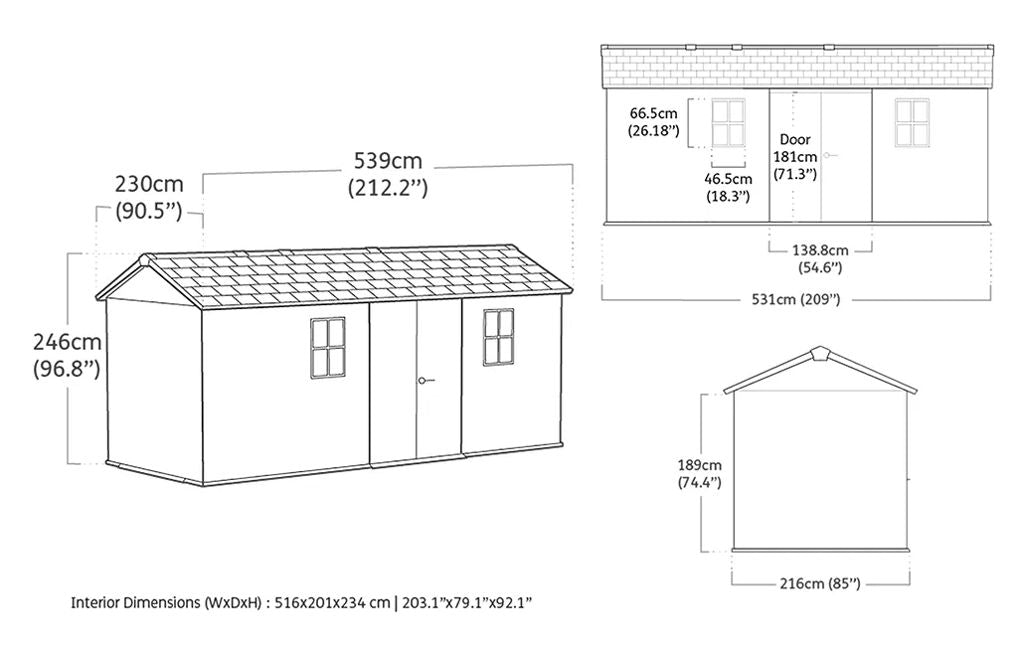 Keter Newton Plus 7.5x17 Graphite Resin Storage Shed