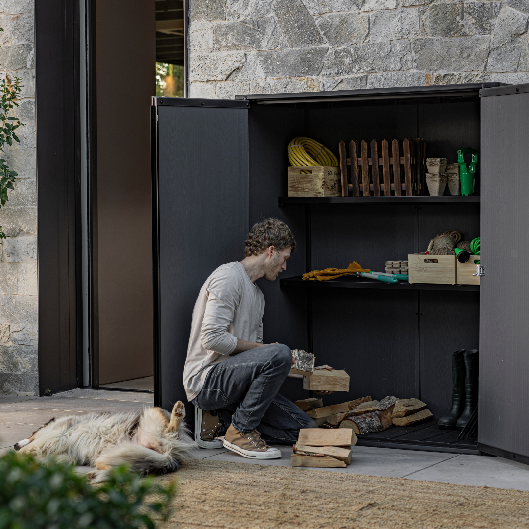 Keter Signature Collection Vertical Storage Shed, Ashwood